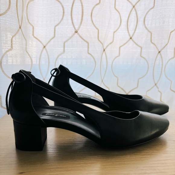 Paul Green Women’s Paulina Leather d'Orsay Block Heel Pumps Size 8 US / 5.5 UK - Picture 2 of 12